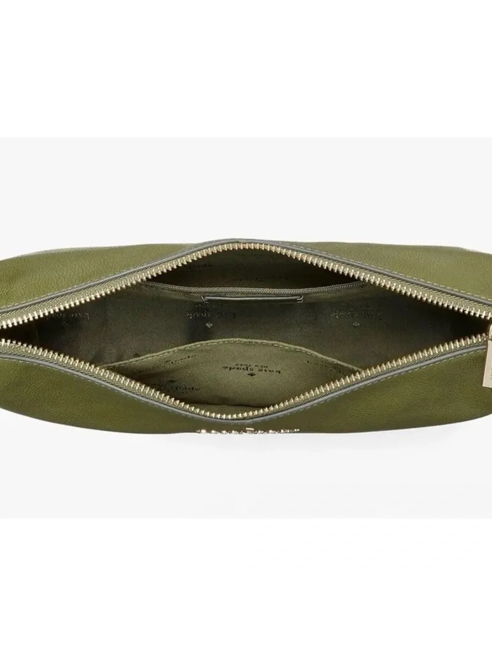 kate spade Olive Green Pebbled Leather Crossbody with Striped Strap